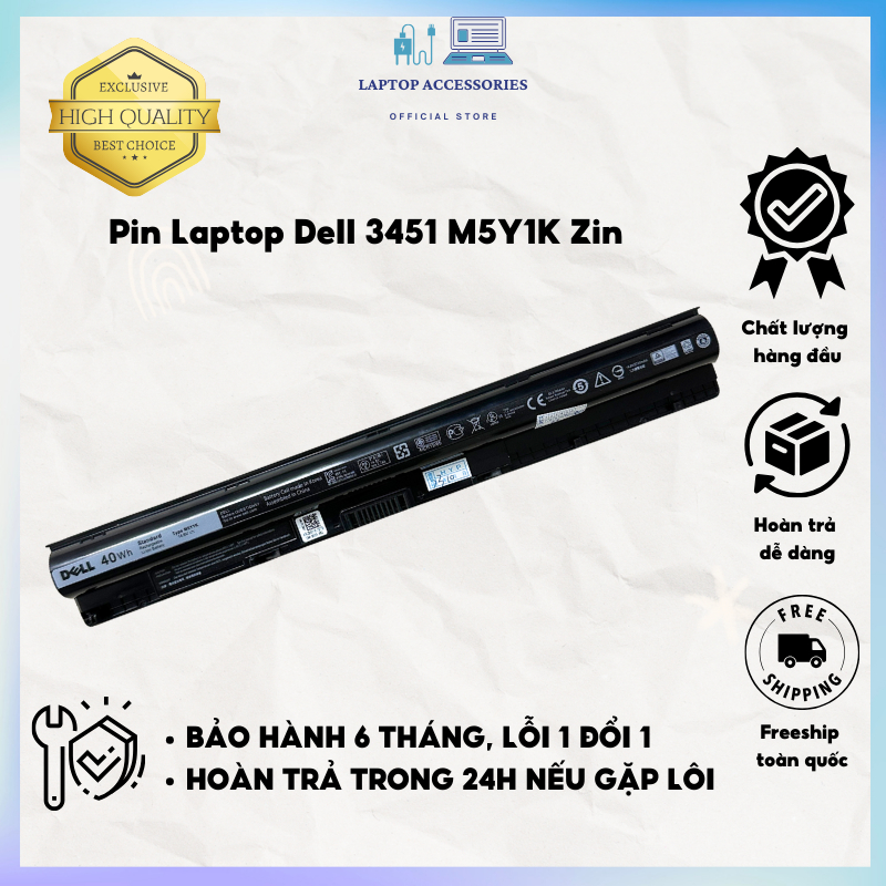 PIN DELL 3451 M5Y1K  - KO CHẠY DC GEN 7 8 - 4 CELL TƯƠNG THÍCH:Inspiron 3451 3452 3458 3459 3462 3467 3468 3551