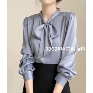 Áo Sơ Mi Nữ Chất Vải Lụa Cao Cấp Màu Trơn Basic Tôn Da Chị Em Phối Nơ Siêu Xinh Thời Trang Công Sở Hàn Quốc Moony TĐ 827