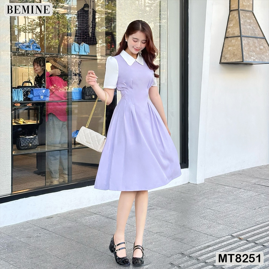 Đầm công sở cổ sen tùng xoè BEMINE MT8251