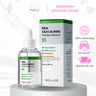 Serum Wellage Xanh lá Real Cica Calming Ampoule làm dịu da, giảm mụn,phục hồi, dưỡng ẩm 50ml Duduhouse