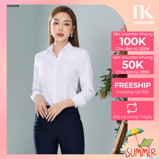 Áo Sơ Mi Cổ Đức NK FASHION Thiết Kế Dài Tay Phong Cách Công Sở Chất Vải Nhập Hàn Không Nhăn Xù NKSM2302007