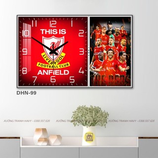 Đồng Hồ Treo Tường Tráng Gương CLB Liverpool Chữ Nhật In UV 8K Cao Cấp