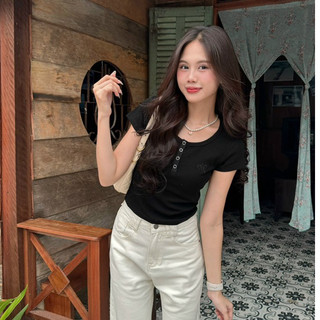 [RÁCH STORE] Áo Thun Body - 8021470 - Nút Bấm - Thêu Chữ