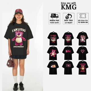 Áo thun nữ GẤU DÂU LOSTO - Áo phông nữ form rộng cổ tròn vải cotton khô phong cách streetwear hot trend brand KMG