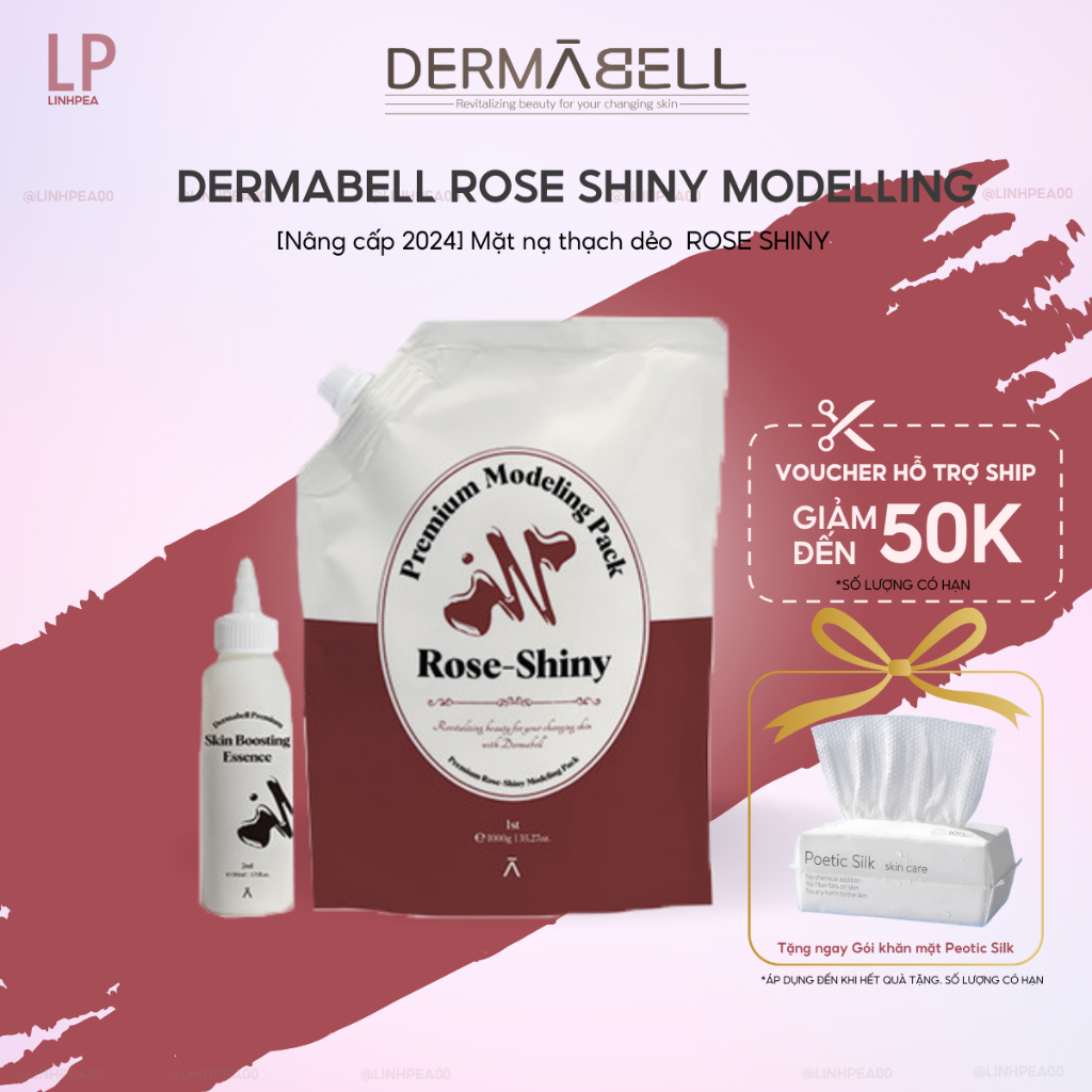 [2024] Mặt nạ thạch Dermabell làm dịu dưỡng trắng da Premium Rose Shiny Modelling Mask