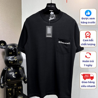 Áo phông thêu dsq trơn basic hai màu đen trắng cho nam - danielstore