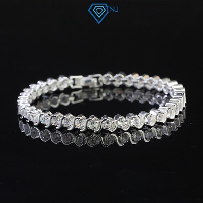 Vòng tay bạc Tennis hình dải sóng đính đá 4mm, 5mm, 6mm cá tính Hiphop thời trang cho nam LTA0000 - Trang Sức TNJ