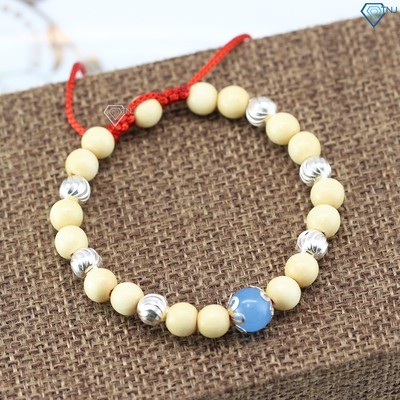 Vòng bạc dâu tằm cho trẻ em sơ sinh đá màu xanh ngọc VTD0001 - Trang Sức TNJ
