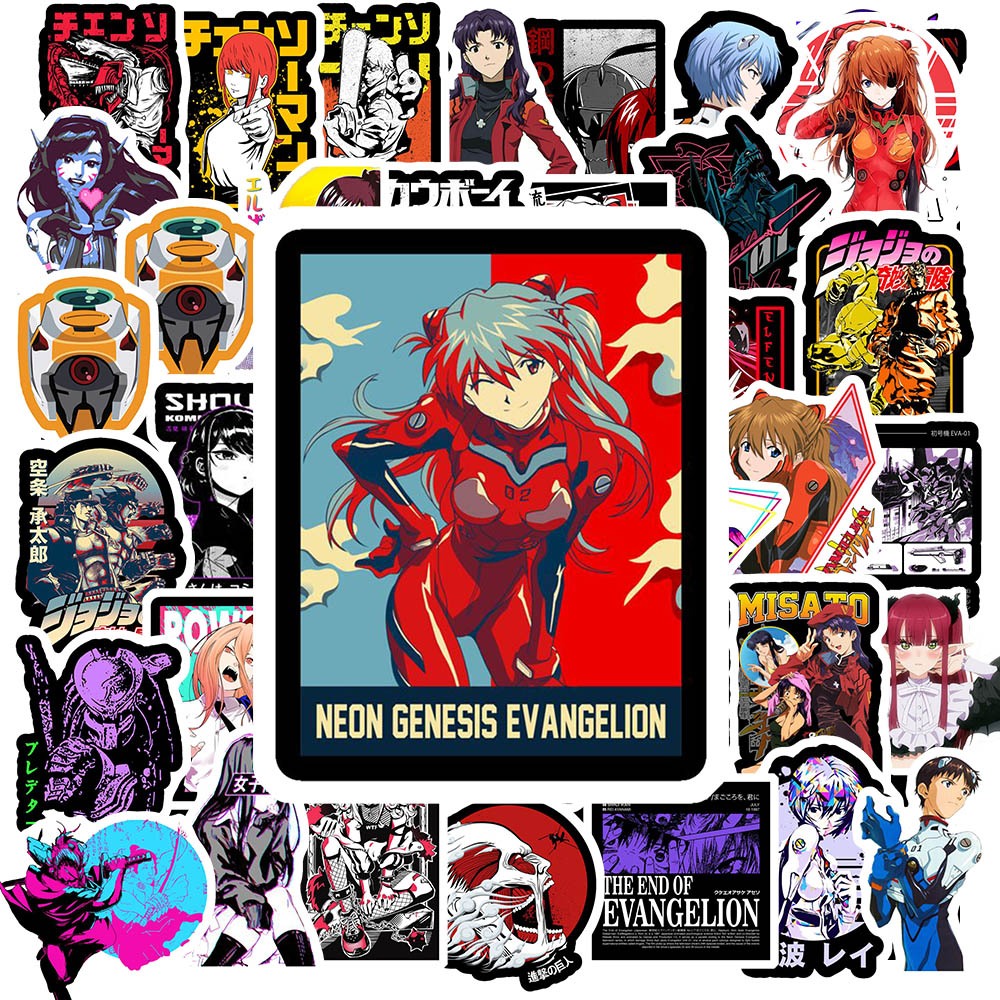Set 50 Sticker Hình EVANGELION | Decal Phản Quang 7 Màu Halogram | Chống Nước | MS: 000313