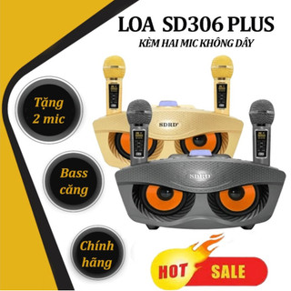 Loa mắt cú, Loa mắt mèo, Loa bluetooth bass mạnh, Loa karaoke 2 mic không dây SD306 Plus âm thanh siêu đỉnh, Loa