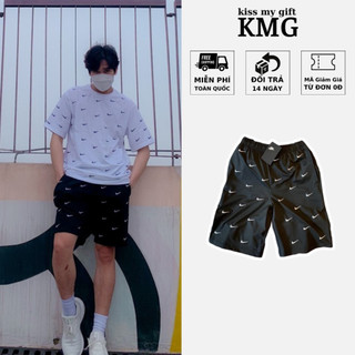 Quần short nữ thun Ni.KE SWOOSH den logo in - Quần đùi nữ vải thun lạnh co dãn cạp chun thoải mái vận động streetwear