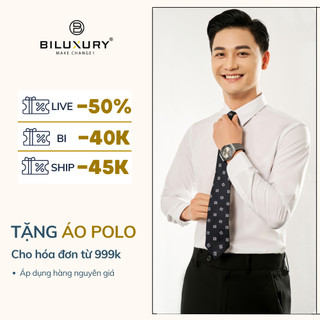 Áo sơ mi nam Biluxury sơ mi trắng nam 7SMDB120TRK sơ mi trắng nam tay dài Form Slimfit Basic Trơn Vải Sợi Sồi Cao Cấp