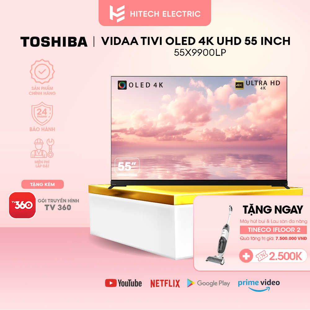 Smart TV TOSHIBA Vidaa OLED 4k UHD55''  55X9900LP - Âm thanh REGZA POWER AUDIO EXTREME -Tần số quét 120Hz