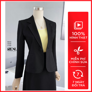 Blazer công sở dáng ôm office đen_real