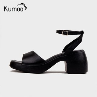 Sandal Cao Gót Nữ Kumoo JESSY Màu Đen Da Cao Cấp Quai Ngang Đế Vuông 5cm Tiện Dụng Thời Thượng SDCG-KUMO-009