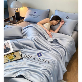 Bộ Chăn Ga Gối Phi Lụa Chăn Chần Dream City