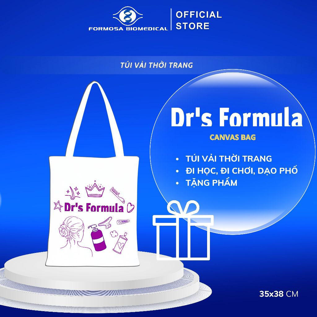 [HÀNG TẶNG KHÔNG BÁN] Túi vải canvas DR'S FORMULA thời trang 35X38cm