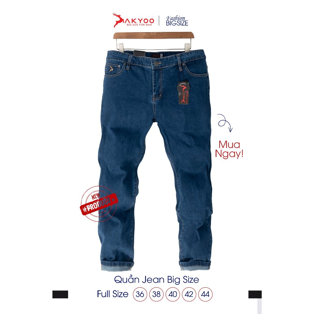 Quần Jean Nam AKYOO Bigsize Size Từ 80kg-140kg, Chất Jean Co Giãn 04 Chiều - QJ XANH