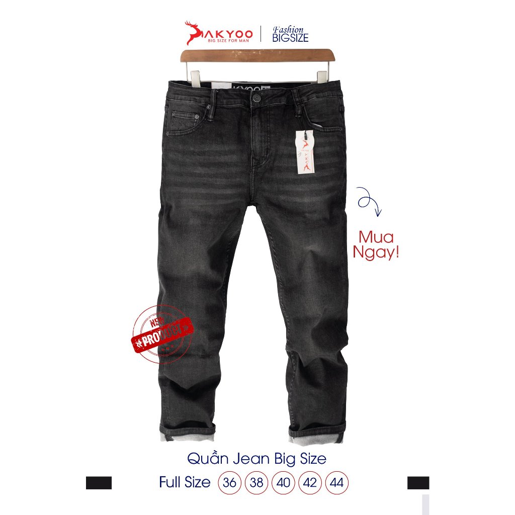 Quần Jean Nam AKYOO Bigsize Size Từ 80kg-140kg, Chất Jean Co Giãn 04 Chiều - QJ TIEU