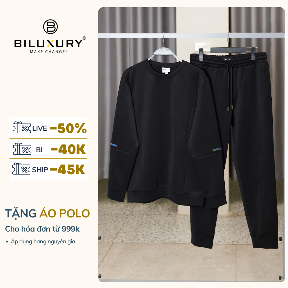 Bộ Nỉ Nam Biluxury 7ANOT303 Bộ Nỉ Thể Thao không xù, Bộ Nỉ Cao Câp Thu Đông