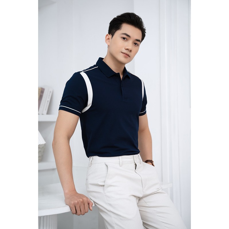 Áo polo nam TORANO, ngắn tay, form chuẩn, can phối logo thêu ngực FSTP002