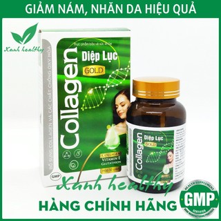 Viên uống làm đẹp da Collagen Diệp Lục Gold (Green) -Bổ sung collagen, vitamin E, diệp lục giúp giảm nám sạm da -Hộp 30v