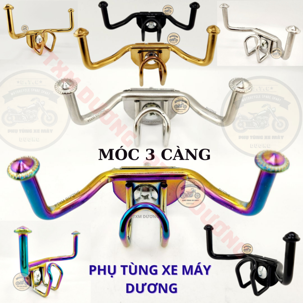 Móc Treo Đồ Cacbon mẫu mới, móc 3 chấu Cacbon Vario,Vision, Scoopy  Titan tặng Kèm móc U , Móc Treo đồ inox, 7 màu