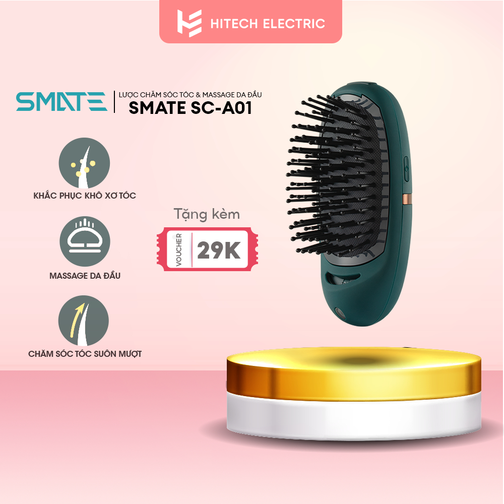Lược Chăm Sóc Tóc Massage Da Đầu Smate SC-A01 - Giúp Tóc Suôn Mượt Óng Ả Giảm Xơ Rối Và Dầu Trên Da Đầu Công Nghệ Ion Âm