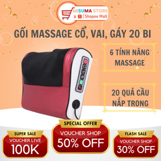 Gối Massage Cổ Vai Gáy MISUMA Máy Massage Hồng Ngoại 20 Bi Cao Cấp Hỗ Trợ Mát Xa Toàn Thân Hiệu Quả