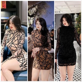 Đầm Body Tay Dài Thun lưới hai lớp