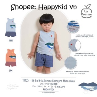 Bộ quần áo ba lỗ mùa hè cho bé la pomme khám phá thiên nhiên 11005