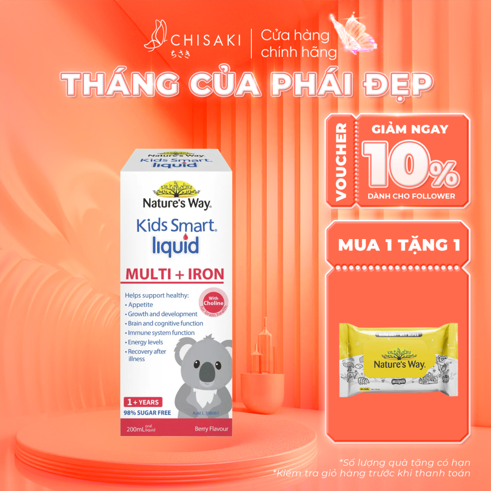 Vitamin tổng hợp và Sắt cho trẻ nhỏ -Nature's Way Kids Smart LIQUID MULTI +IRON