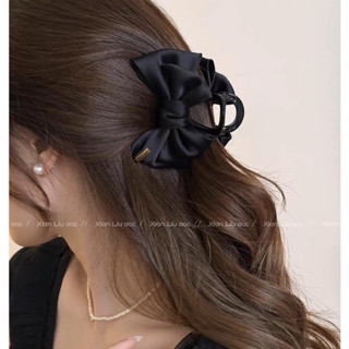 Kẹp tóc nữ ngoạm nhựa đính chiếc nơ vải tiểu thư K150