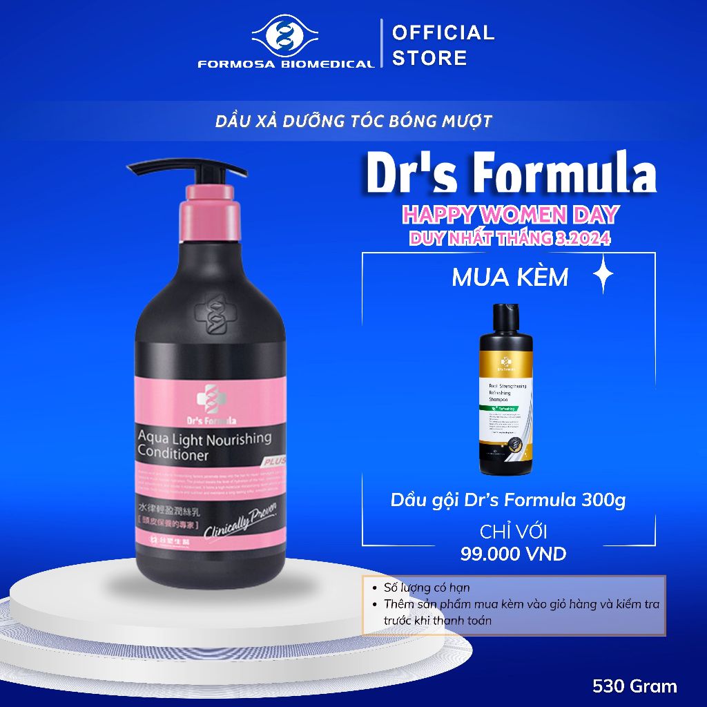 Dầu Xả Dưỡng Tóc Bóng Mượt Dr's Formula Aqua Light Nourishing Conditioner 530g
