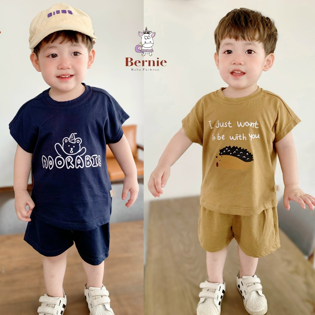 Bộ cộc tay bé trai bé gái cánh dơi cho bé từ 8-23kg Bernie - Bộ ba lỗ cotton cánh dơi unisex - 23B210