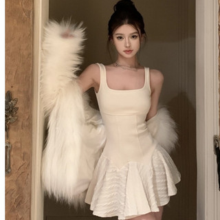 Váy nữ xinh ngắn tay thiết kế vân dập nổi phồng chân váy dễ thương, đầm nữ chữ A phong cách tiểu thư dành cho nữ 4982
