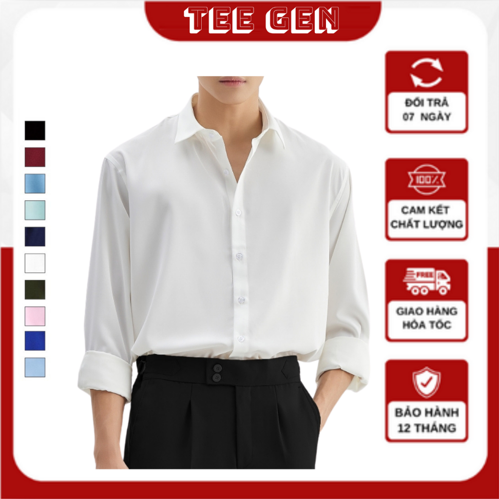 Áo sơ mi nam cao cấp basic MISFIT, vải Kate lụa mềm mịn, thấm hút chống nhăn MIS33