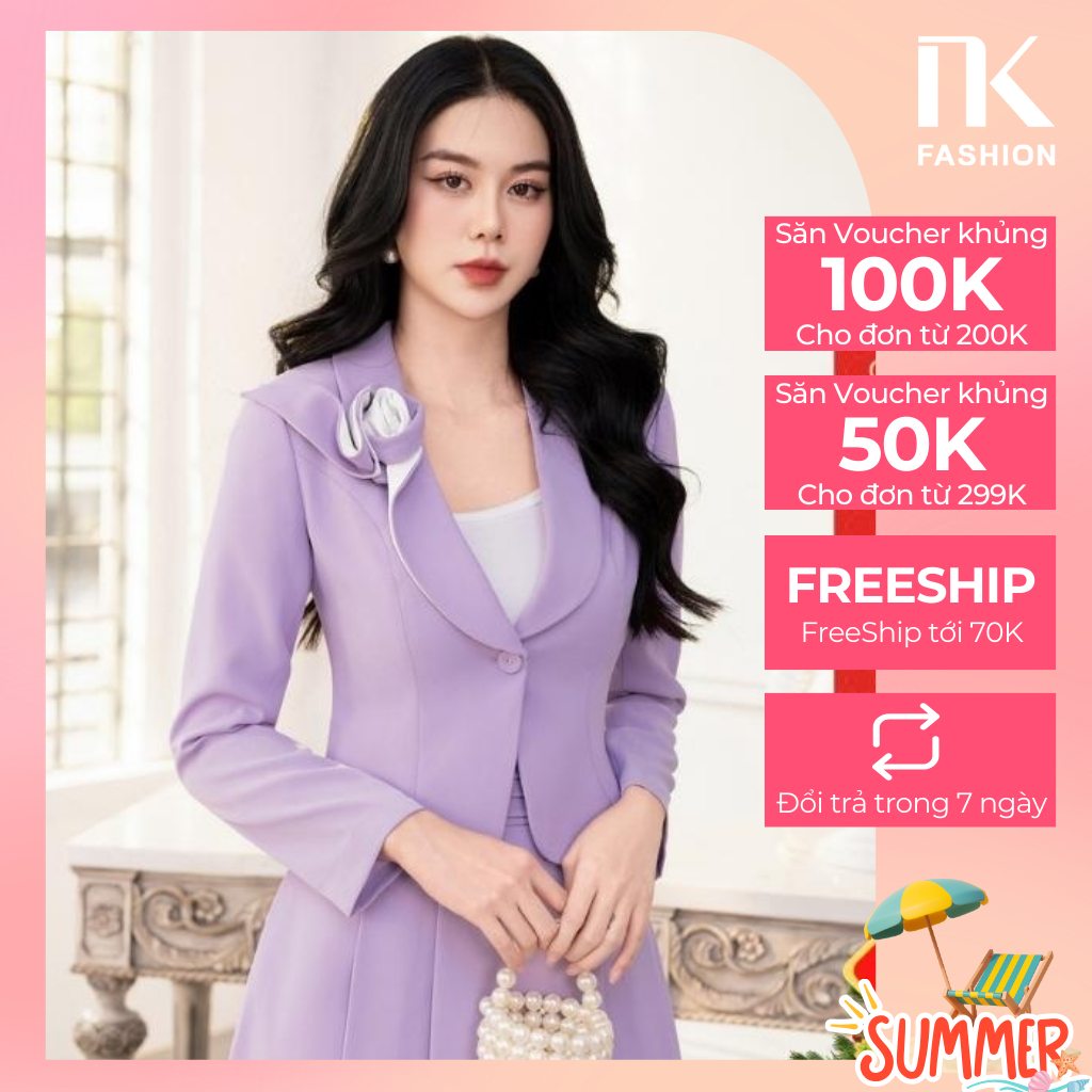 Áo Vest 2 Lớp Cúc Đơn Quấn Hoa NKAK2309006 NK Fashion Thời Trang Công Sở Nữ, Sang Trọng, Vải Cao Cấp, Form Đứng Dáng