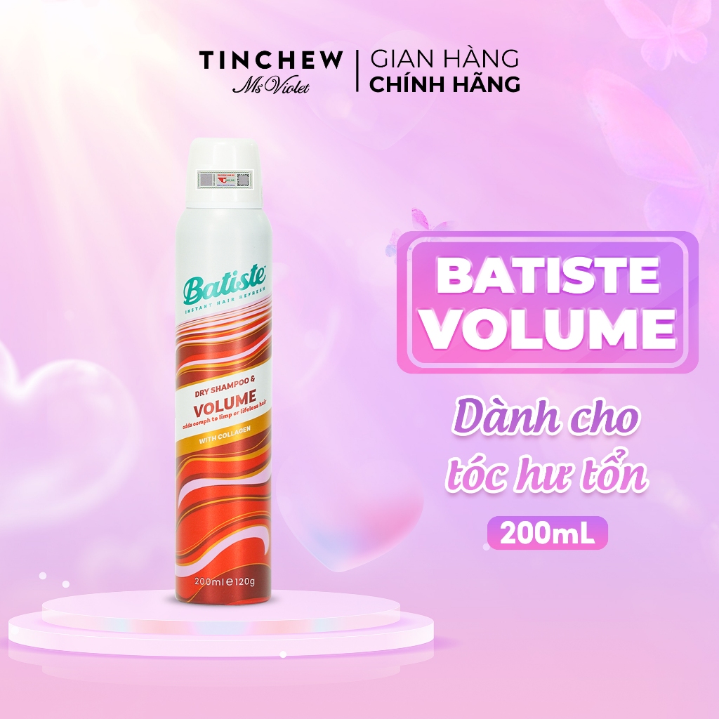 Dầu Gội Khô Batiste Dry Shampoo VOLUME Cao Cấp Giúp Làm Phồng Tóc 200ml