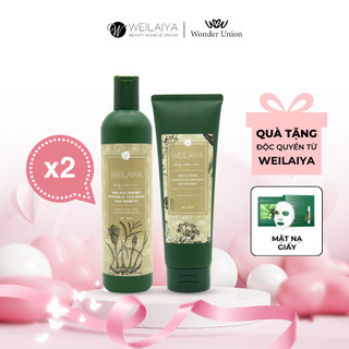 Combo 2 Cặp dầu gội đầu và dầu xả tóc thảo dược Weilaiya gừng hà thủ ô giúp dưỡng, đen và kích thích mọc tóc