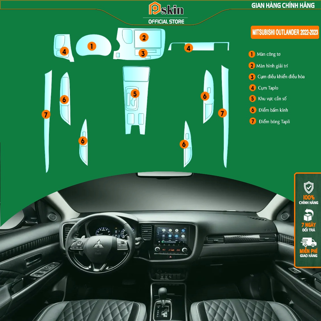 [ Mitsubishi Outlander 2022-2023 ] Dán PPF trong suốt bảo vệ nội thất xe Mitsubishi Outlander 2022-2