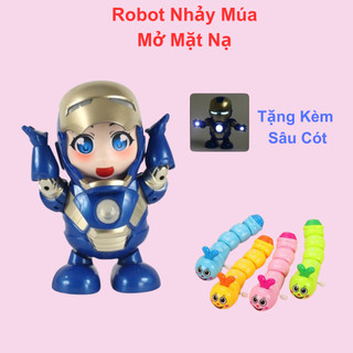 Robot nhảy múa đồ chơi robot IronWoman (Tặng sâu cót) nhựa cực bền loại 1 có đèn sáng và nhạc đa dạng giai điệu