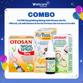 Combo Tai Mũi Họng không kháng sinh Otosan cho bé - Nhỏ tai, xịt mũi Otosan & siro ho Fortuss cho trẻ em và trẻ nhỏ