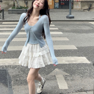 [Hàng sẵn] Chân váy xoè cạp chun bèo tầng ngắn có lót quần - Chân váy hạt ren tầng dáng ngắn ulzzang