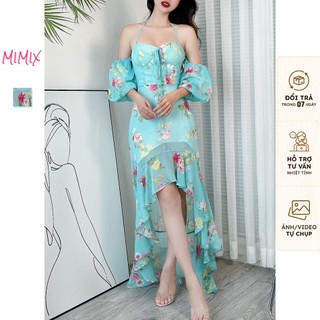 Đầm maxi hoa mullet cúp ngực tay lửng MIMIX DE1225