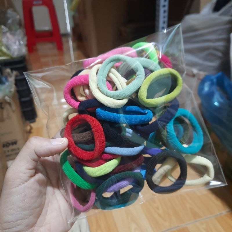 Túi 48 cột tóc nhiều màu tối cở nhỏ (đường kính 3-4cm)