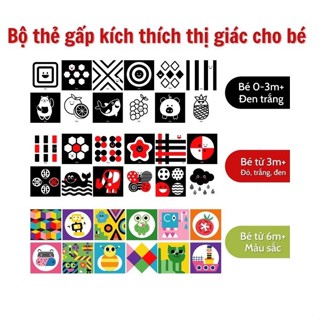Bộ Thẻ Kích Thích Thị Giác Cho Trẻ Sơ Sinh 12 Mặt Giúp Bé Phát Triển Toàn Diện Từ 0-12 tháng tuổi ( 3 giai đoạn)