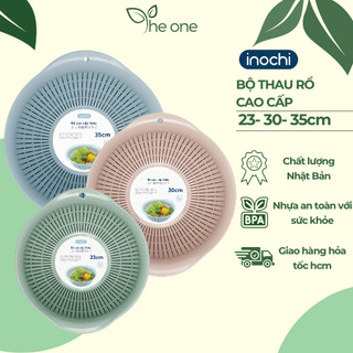Bộ thau rổ cao cấp inochi, có ion bạc kháng khuẩn, nhựa nguyên sinh an toàn sức khỏe, dễ lau chùi hạn chế rêu mốc