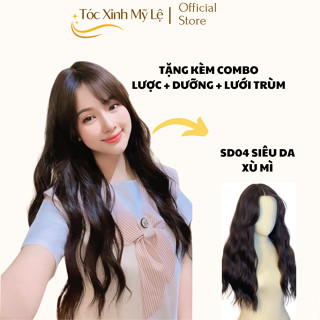 Nguyên bộ tóc giả hai mái siêu da đầu xoăn dài 50cm, chất liệu sợi tơ nhân tạo (Tặng Combo Lưới + Lược + Dưỡng) Mã ML45