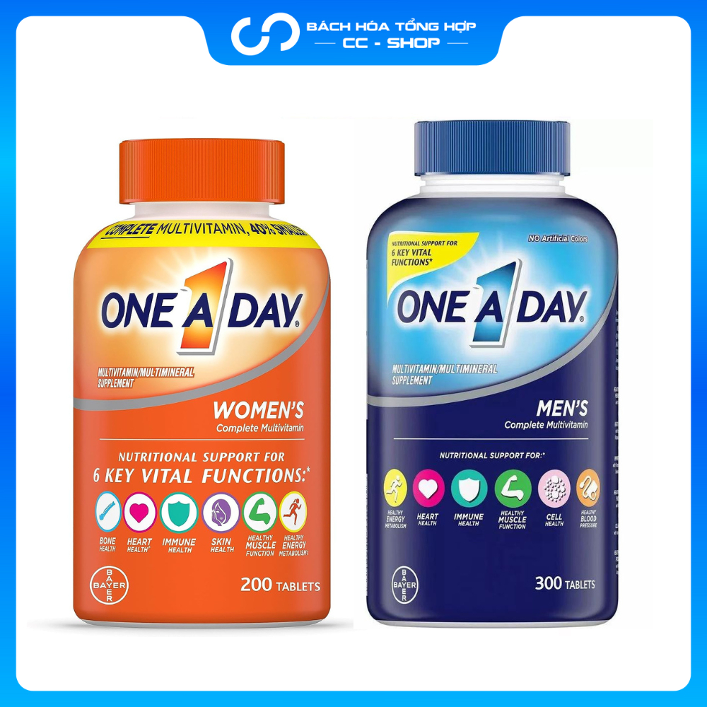 Vitamin tổng hợp One A Day Men Women Multivitamin, Mỹ (300v) tăng sinh lực  miễn dịch cho nam nữ
